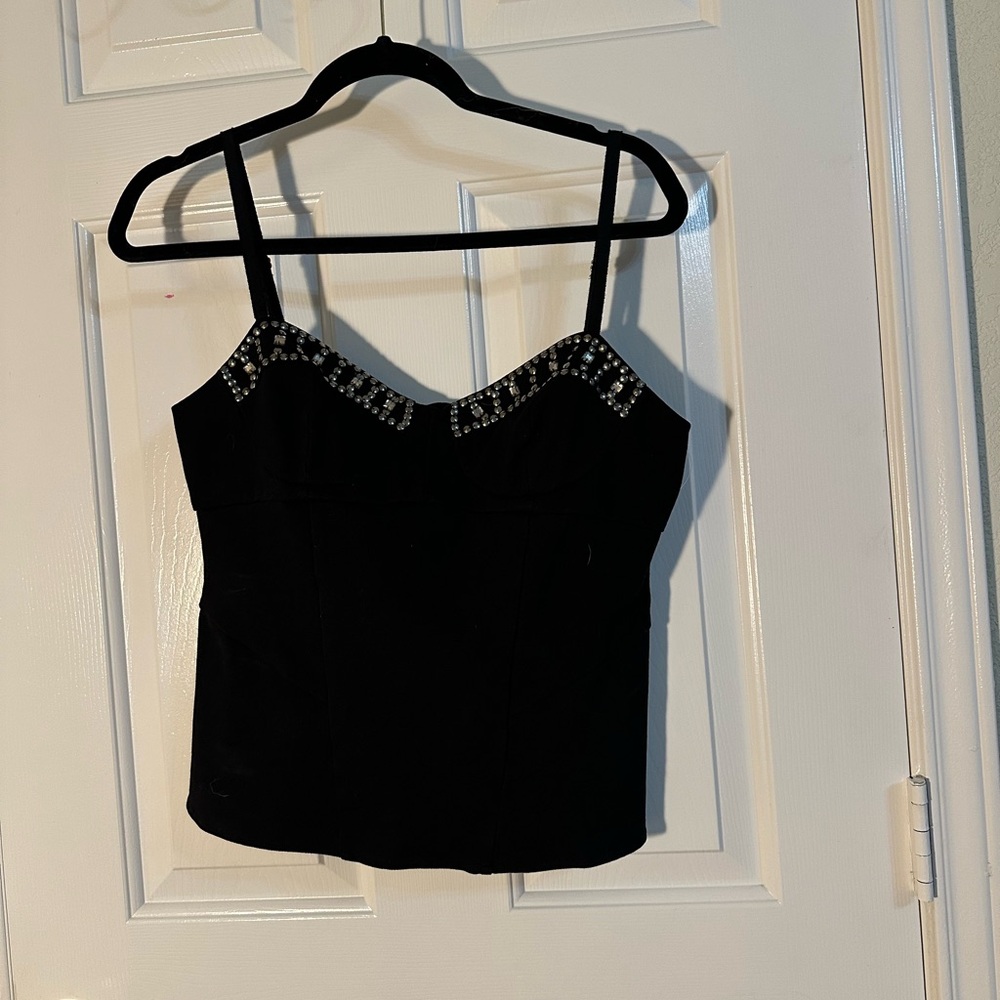 Elegant Black Embellished Women's Top